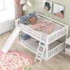 Full over Full Bunk Bed with Convertible Slide and Ladder, White - as picture