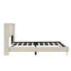 Queen Size Corduroy Platform Bed with Metal Legs, Beige - as picture