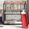 Metal Bunk Bed ,Metal Housebed With Slide,Three Colors Available.(Black with Red Slide) - as picture