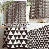 Cotton Linen Geometric Half Window Curtain Decorative Cafe Kitchen Curtains, Black White - Default