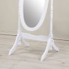 Traditional Queen Anna Style Wood Floor Cheval Mirror, White Finish - as Pic