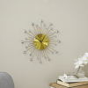 DecMode Gold Metal Glam Wall Clock, 15'L x 0.5'W x 15'H, Features Starburst Design - DecMode